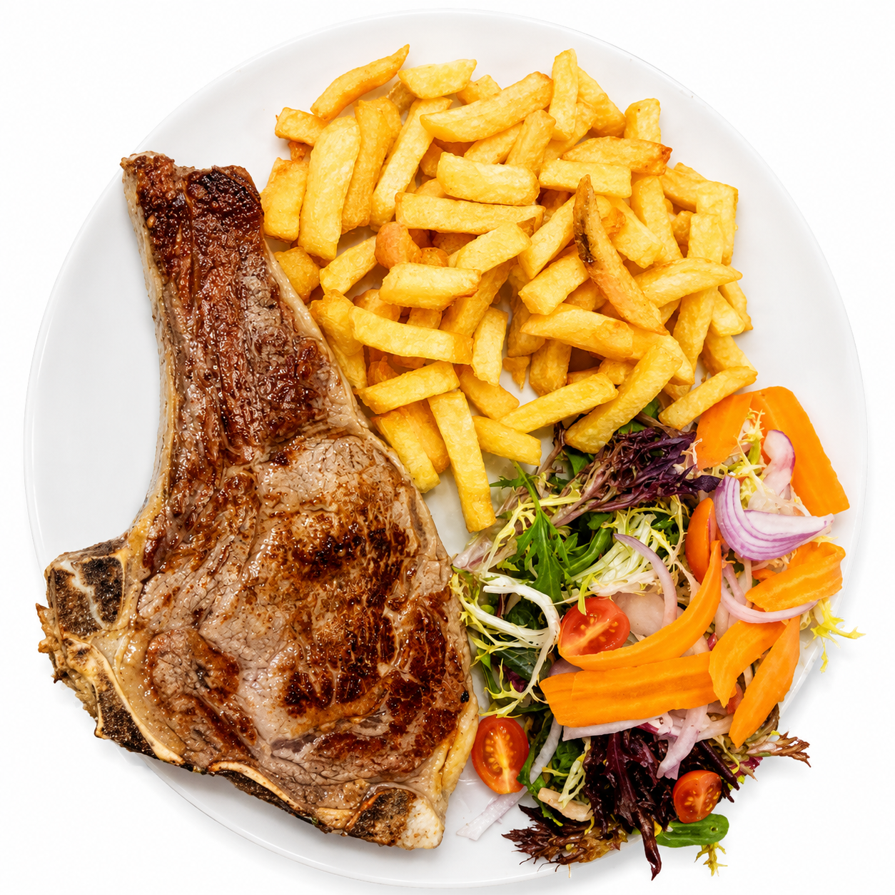 Entrecot de Girona a la plancha con fritas y ensalada