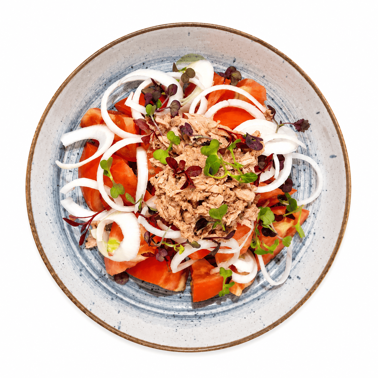 Ensalada de tomate, atún y cebolla